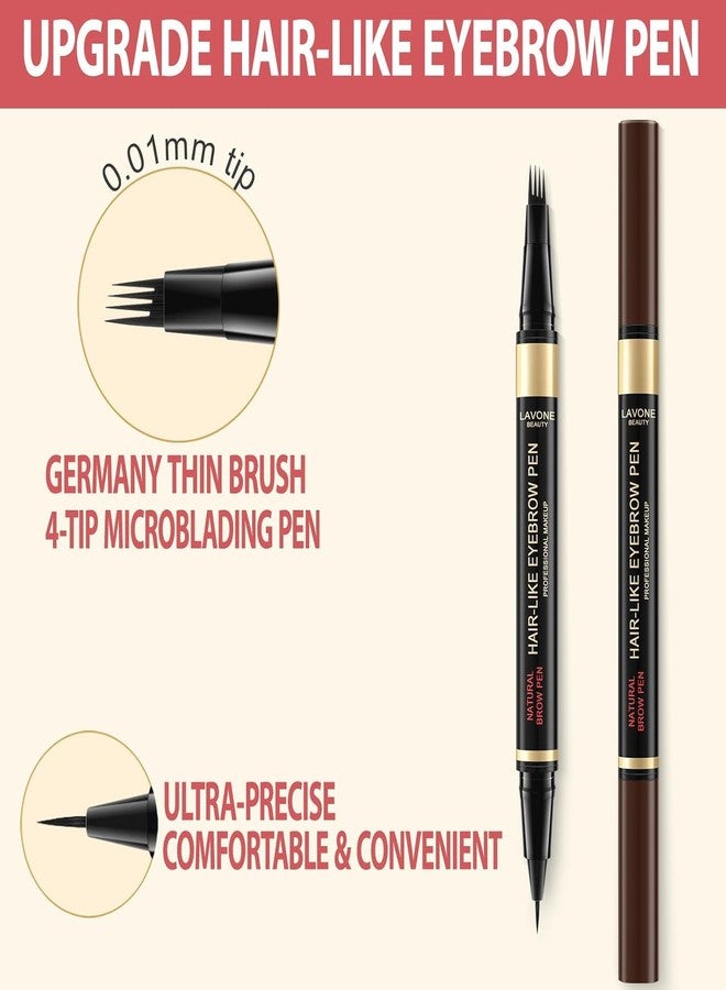 LAVONE Eyebrow Pencil Kit, with Microblading Eyebrow Pen, Eyebrow Gel, Eyeliner, Eyebrow Brush, Eyebrow Pencils for Women, Waterproof, Smudge Proof, Long Lasting Makeup Formula - Black Brown - Image 2